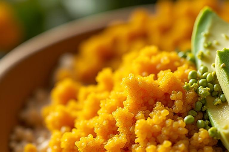 The Golden Finch Bowl - Turmeric quinoa with roasted chickpeas
